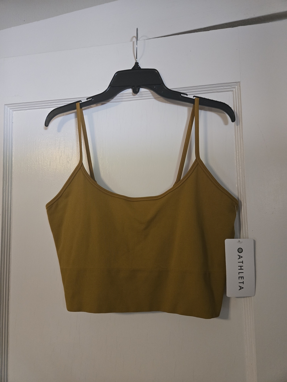 Athleta Women's Mustard Ribbed Cropped Tank Top